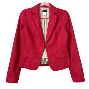 J. Crew Blazer Womens Size 2 Red 100% Wool‎ Chevron Preppy Academia Office Retro